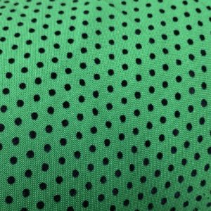 Tejido, verde césped con Lunar  negro, ideal flamenca