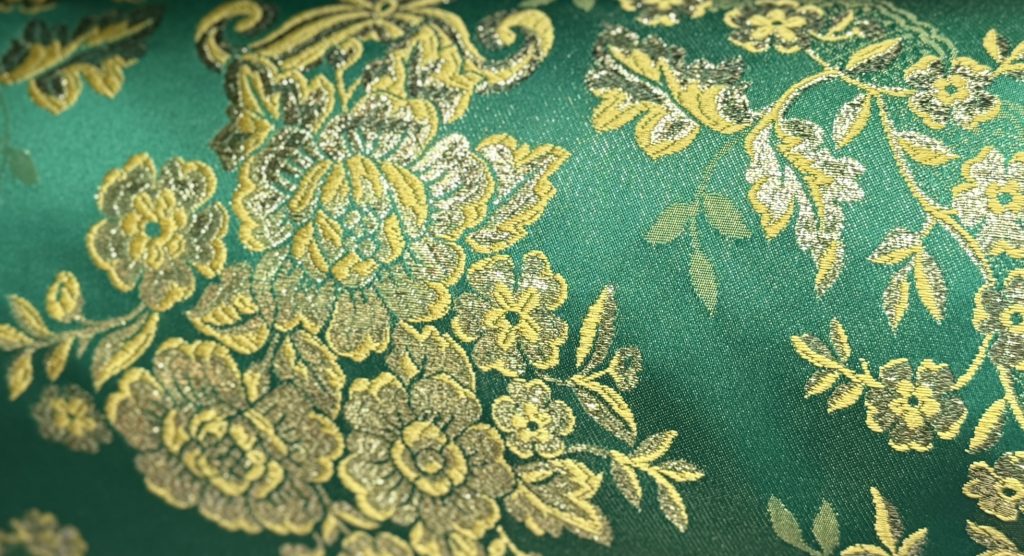 Damasco verde esmeralda con oro clásico