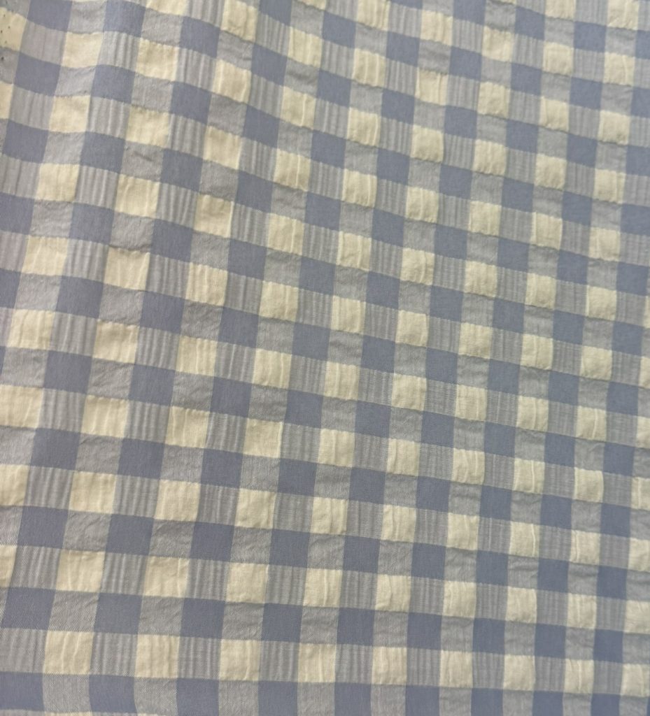 Tela Flamenca Vichy Azul Empolvado y Beige